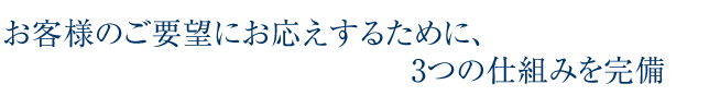 お客様のご要望におこたえするために、3つの仕組みを