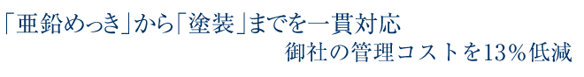 亜鉛めっきから塗装までを一貫対応・御社の管理コストを低減